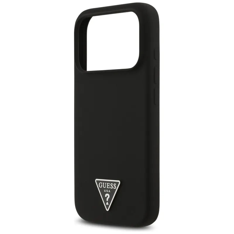 Guess Silikoninis Dėklas MagSafe su Trikampiu Logotipu - iPhone 17 Pro (juodas)