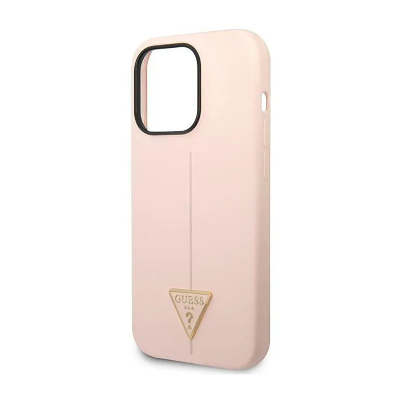 Guess silikoninis dėklas su trikampio logotipu - iPhone 14 Pro (rožinis)