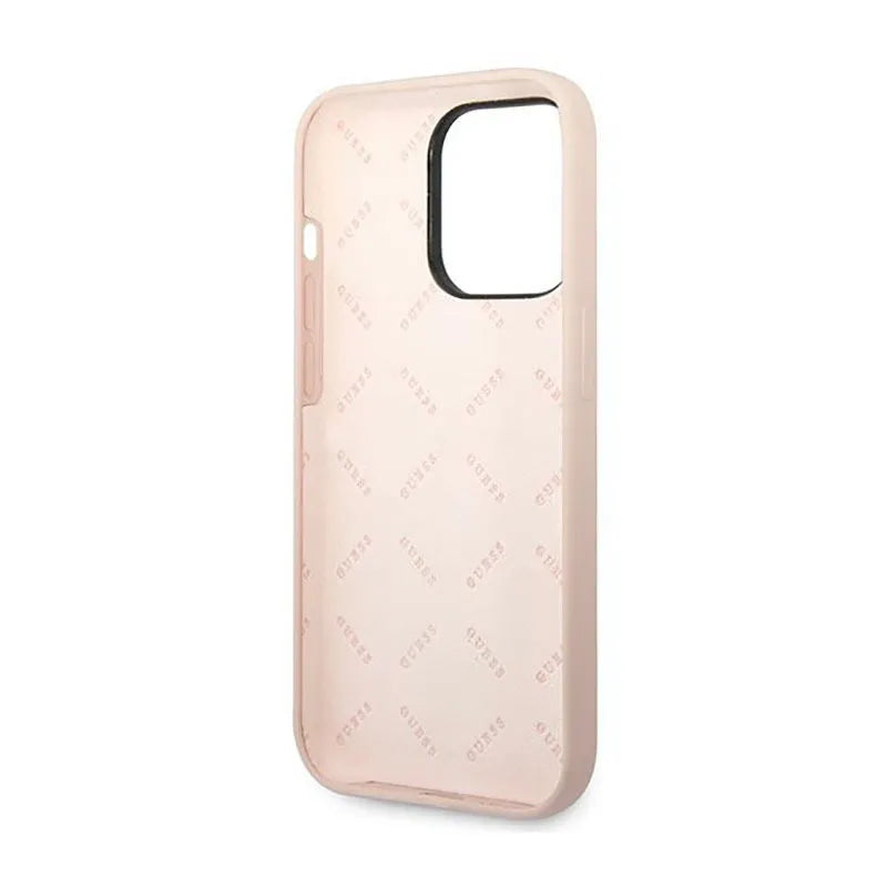 Guess silikoninis dėklas su trikampio logotipu - iPhone 14 Pro (rožinis)