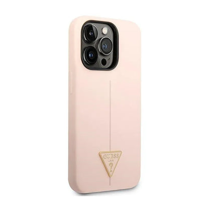 Guess Silikoninis dėklas su trikampio logotipu - skirtas iPhone 14 Pro Max (Rožinis)