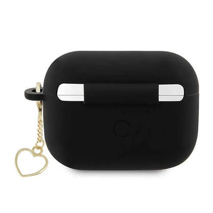 Guess silikoninis širdelės pakabukas – dėklas, skirtas „Apple AirPods Pro 2“ (juodas)