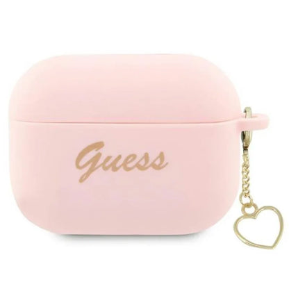 Guess silikoninis širdelės pakabukas – dėklas skirtas Apple AirPods Pro 2 (rožinė)