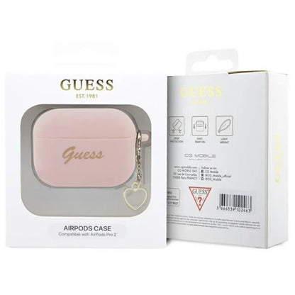 Guess silikoninis širdelės pakabukas – dėklas skirtas Apple AirPods Pro 2 (rožinė)