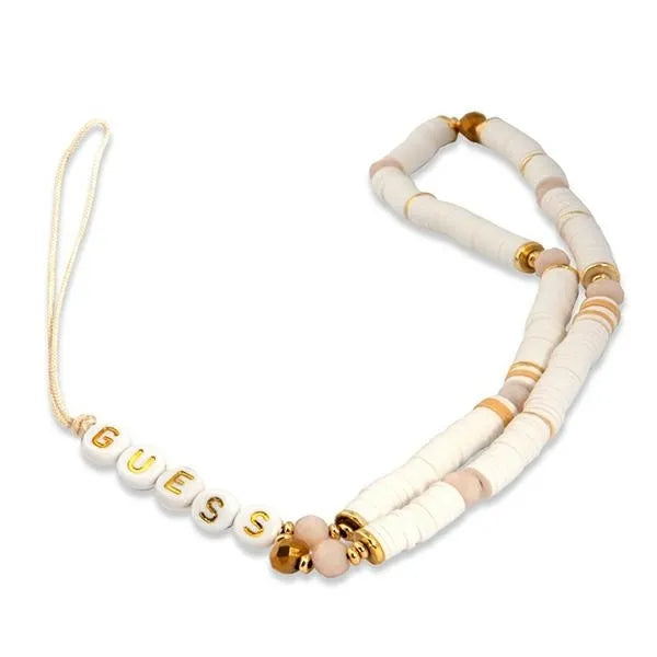 Guess telefono dirželis su karoliukais Heishi White