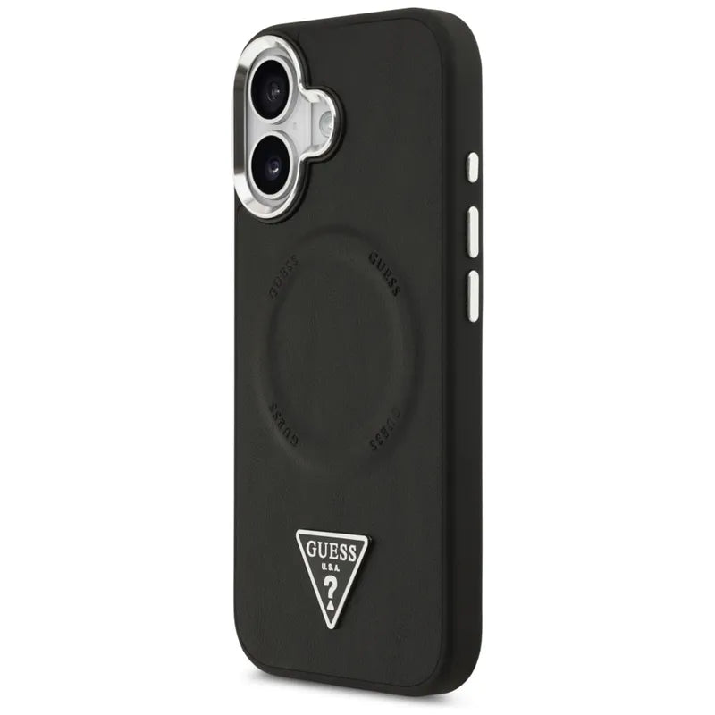 Guess Trikampio logotipas MagSafe - Dėklas iPhone 17 (Juodas)