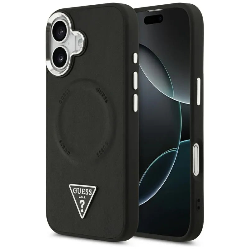 Guess Trikampio logotipas MagSafe - Dėklas iPhone 17 (Juodas)