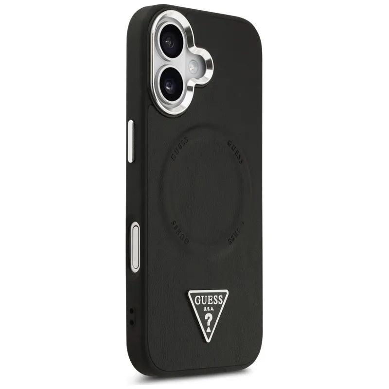 Guess Trikampio logotipas MagSafe - Dėklas iPhone 17 (Juodas)