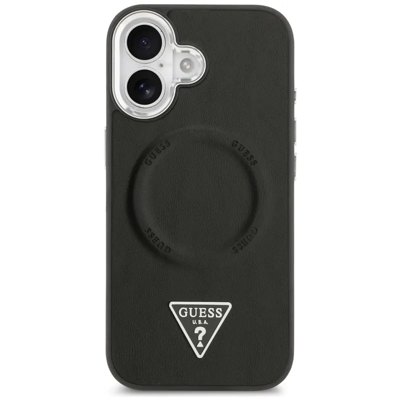 Guess Trikampio logotipas MagSafe - Dėklas iPhone 17 (Juodas)