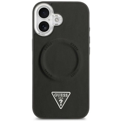 Guess Trikampio logotipas MagSafe - Dėklas iPhone 17 (Juodas)