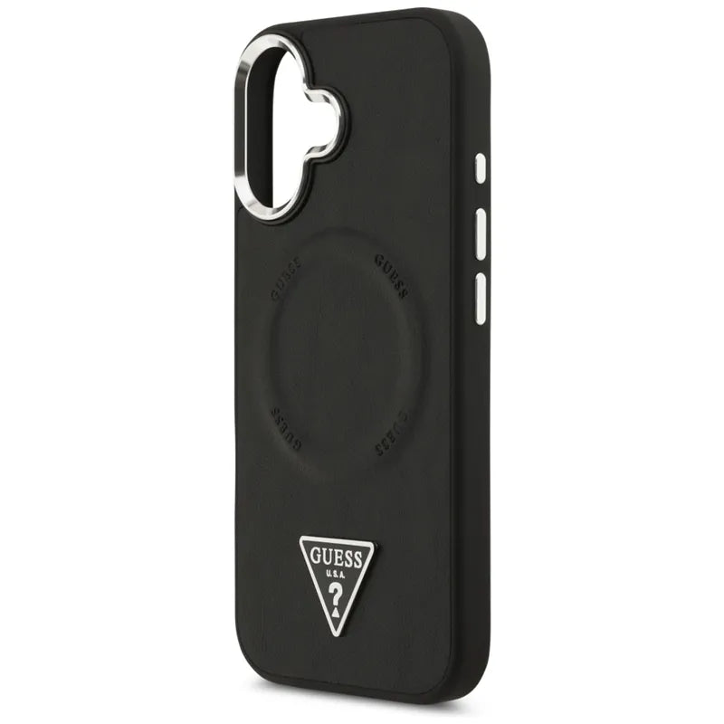 Guess Trikampio logotipas MagSafe - Dėklas iPhone 17 (Juodas)