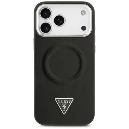Guess Trikampio logotipas MagSafe dėklas iPhone 17 Pro (Juodas)