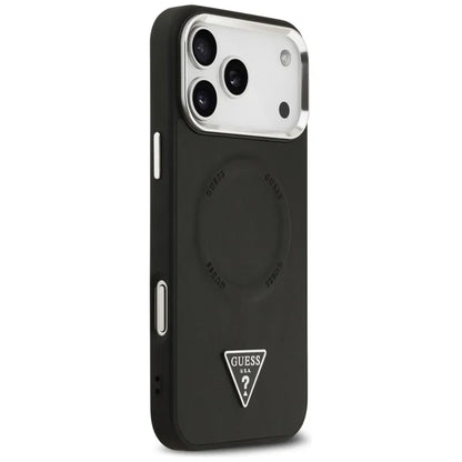 Guess Trikampio logotipas MagSafe dėklas iPhone 17 Pro (Juodas)