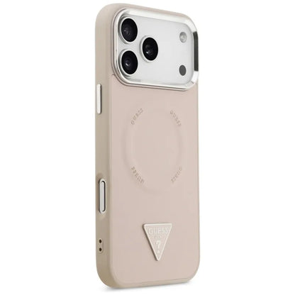 Guess Trikampio logotipas MagSafe dėklas iPhone 17 Pro (Rožinis)