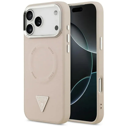 Guess Trikampio logotipas MagSafe dėklas iPhone 17 Pro (Rožinis)