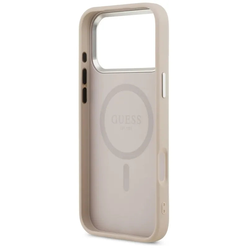 Guess Trikampio logotipas MagSafe dėklas iPhone 17 Pro (Rožinis)