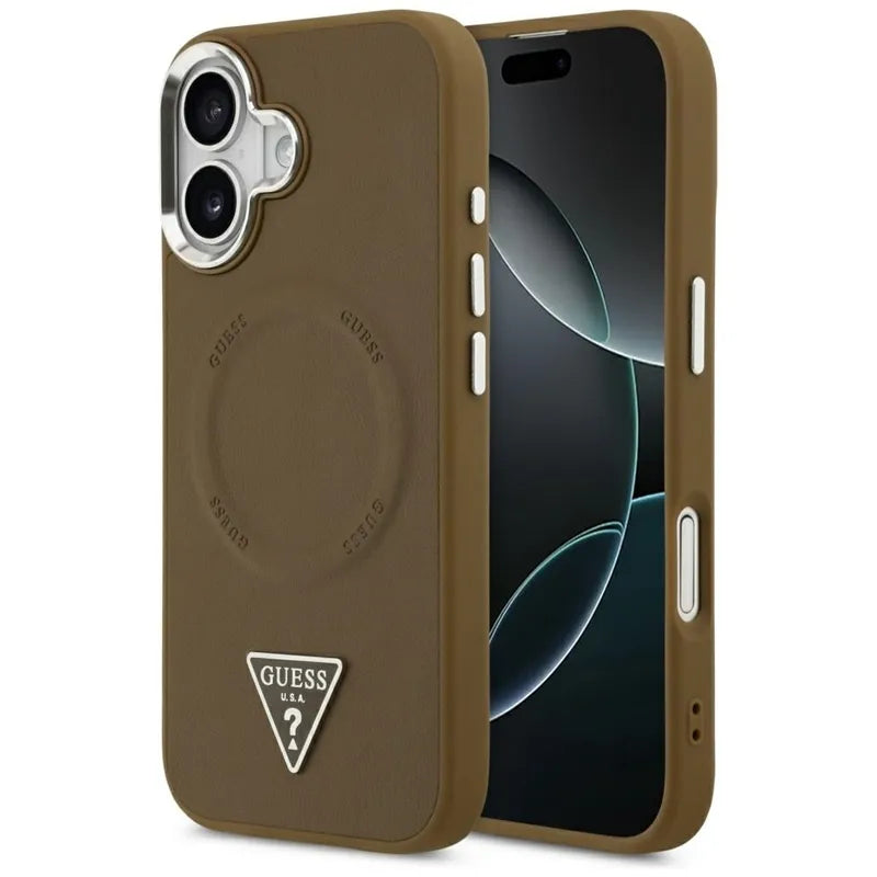 Guess Trikampio logotipas MagSafe – dėklas iPhone 17 (Ruda)