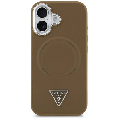 Guess Trikampio logotipas MagSafe – dėklas iPhone 17 (Ruda)