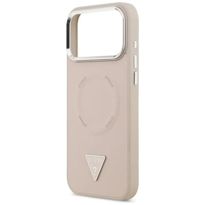 Guess Trikampio logotipo MagSafe dėklas iPhone 17 Pro Max (Rožinė)