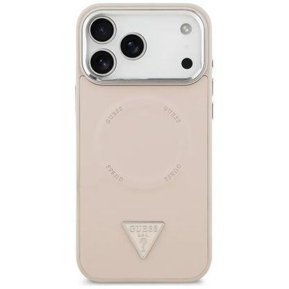 Guess Trikampio logotipo MagSafe dėklas iPhone 17 Pro Max (Rožinė)