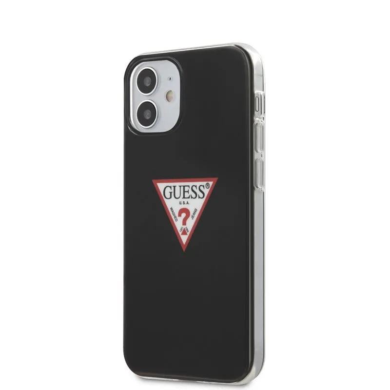 Guess trikampis logotipas - dėklas, skirtas „iPhone 12 Mini“ (juoda)