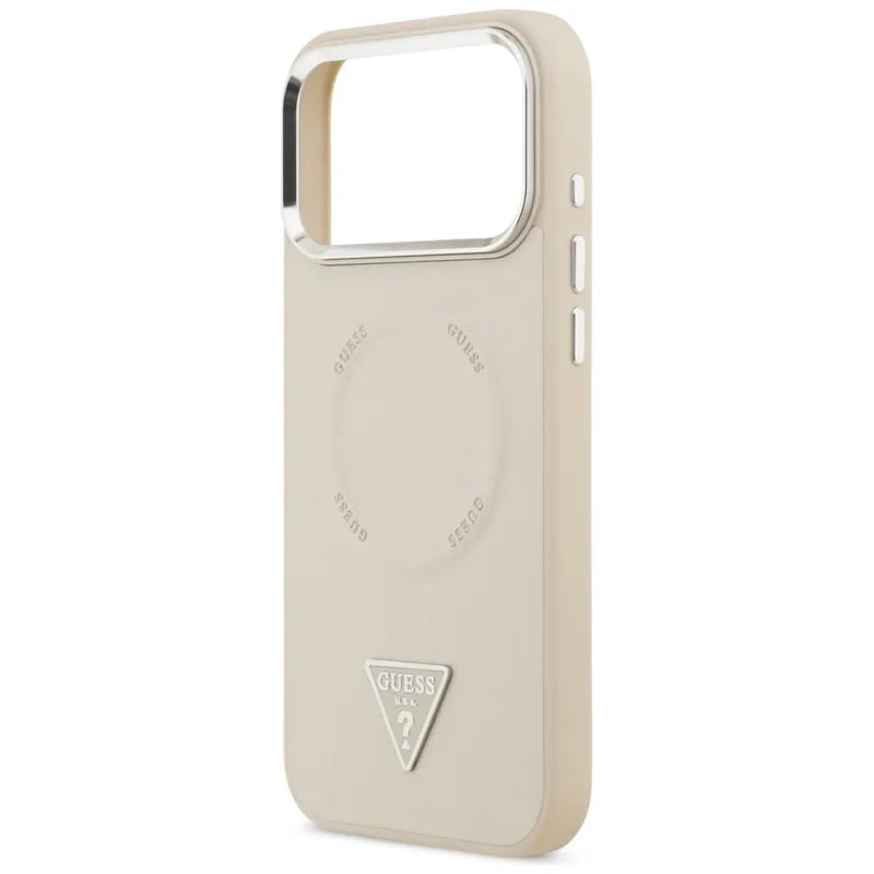 Guess Trikampis logotipas MagSafe - Dėklas iPhone 17 Pro Max (Smėlio spalvos)