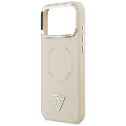 Guess Trikampis logotipas MagSafe - Dėklas iPhone 17 Pro Max (Smėlio spalvos)