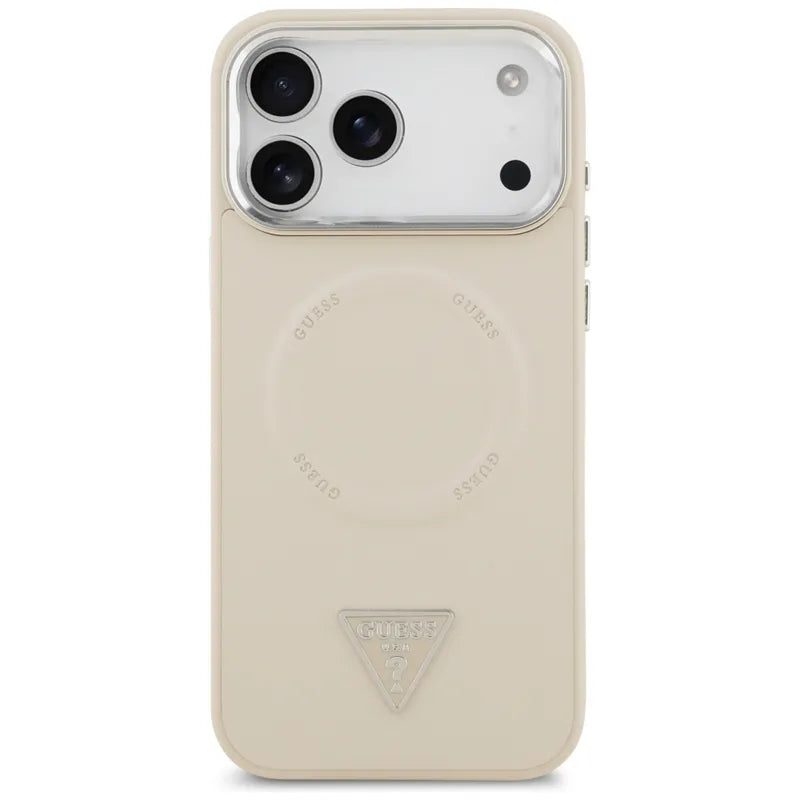 Guess Trikampis logotipas MagSafe - Dėklas iPhone 17 Pro Max (Smėlio spalvos)