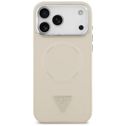 Guess Trikampis logotipas MagSafe - Dėklas iPhone 17 Pro Max (Smėlio spalvos)