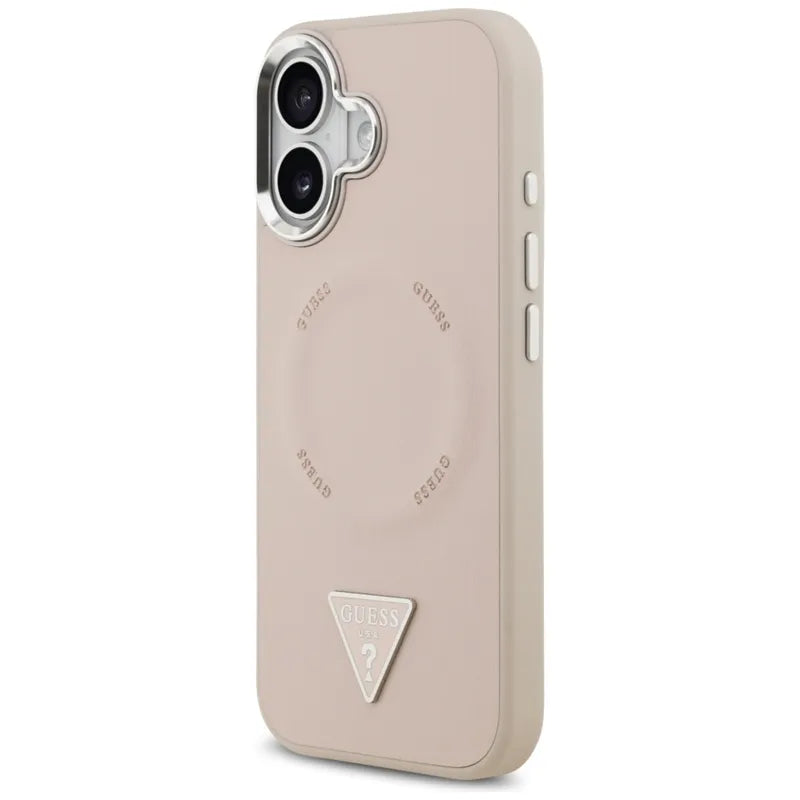 Guess Trikampis logotipas MagSafe - Dėklas iPhone 17 (Rožinis)