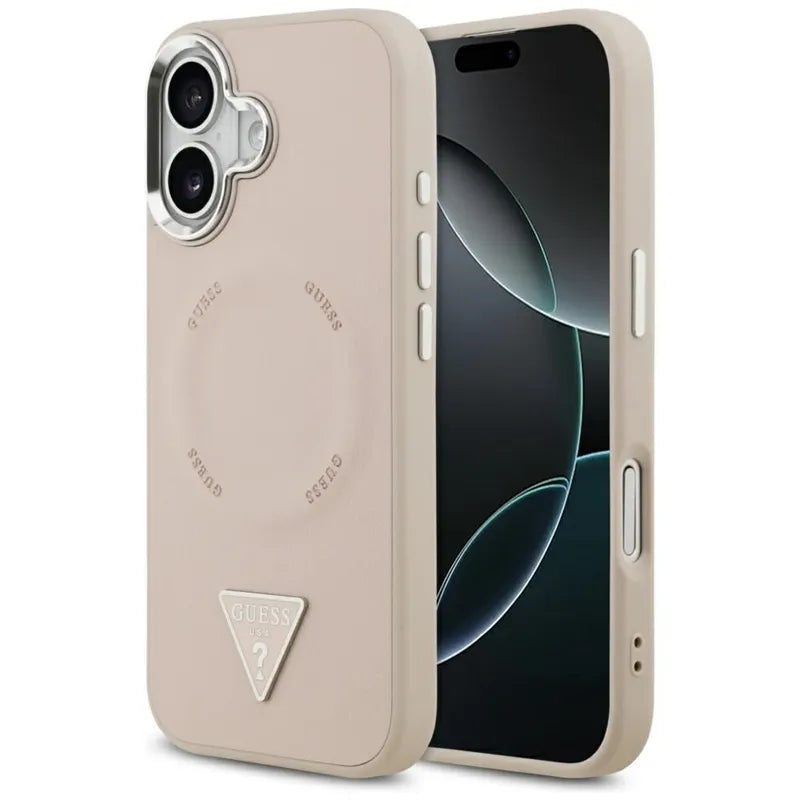 Guess Trikampis logotipas MagSafe - Dėklas iPhone 17 (Rožinis)