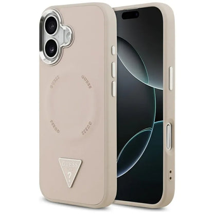 Guess Trikampis logotipas MagSafe - Dėklas iPhone 17 (Rožinis)