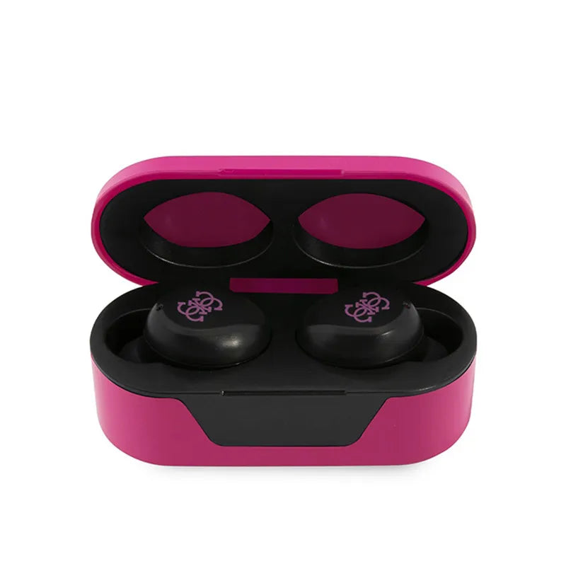 Guess True Wireless ausinės BT5.0 5H – TWS ausinės + įkrovimo dėklas (purpurinis)