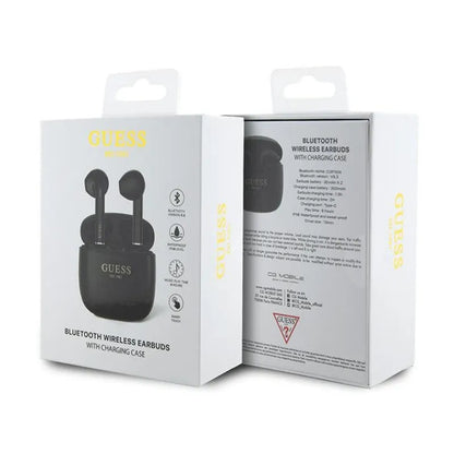 Guess True Wireless Script Logo BT5.3 - TWS ausinės + įkrovimo dėklas (juoda)