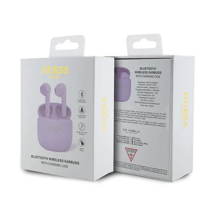 Guess True Wireless Script Logo BT5.3 - TWS ausinės + įkrovimo dėklas (violetinė)