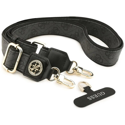 Guess Universal Crossbody Strap 4G tvirtinimo lopelis su blizgučiais ir metaliniu logotipu - Universali telefono dirželis / Dirželis (Juoda)