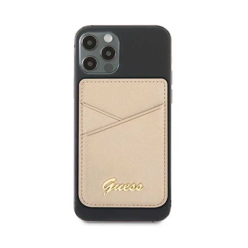 Guess Wallet Card Slot MagSafe Saffiano – Magnetinė piniginė (auksinė)