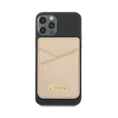 Guess Wallet Card Slot MagSafe Saffiano – Magnetinė piniginė (auksinė)