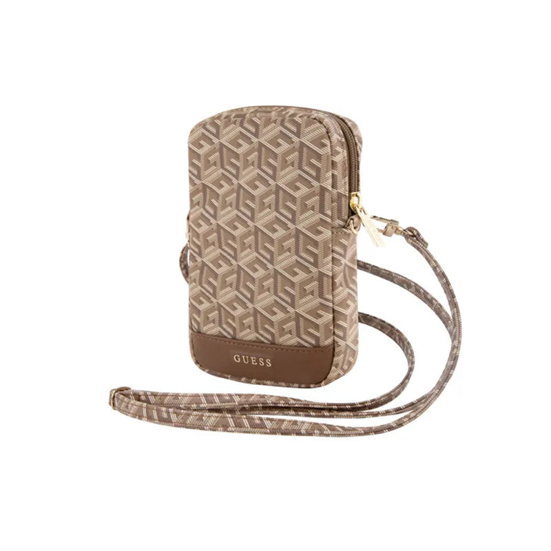 Guess Zip GCube apatinis dryžis - telefono krepšys (ruda)