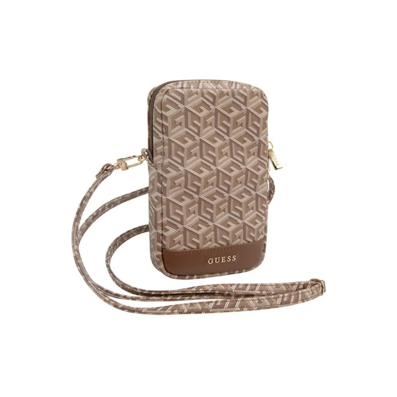 Guess Zip GCube apatinis dryžis - telefono krepšys (ruda)