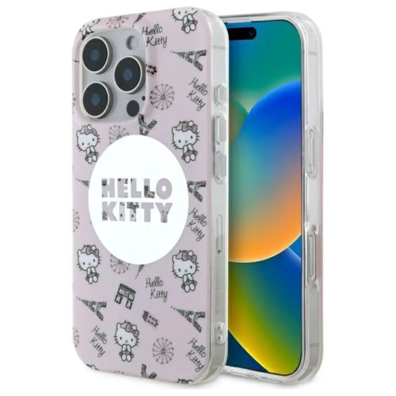 Hello Kitty IML "All Over Paris" MagSafe – dėklas iPhone 16 Pro Max (rožinis)