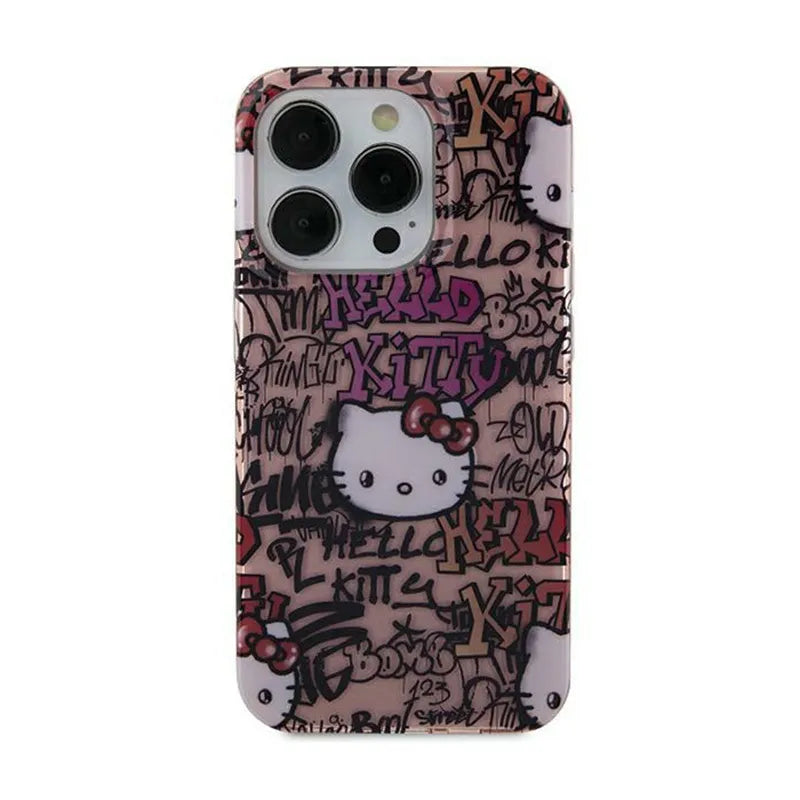 Hello Kitty IML etiketės Grafiti – iPhone 15 dėklas (rožinis)