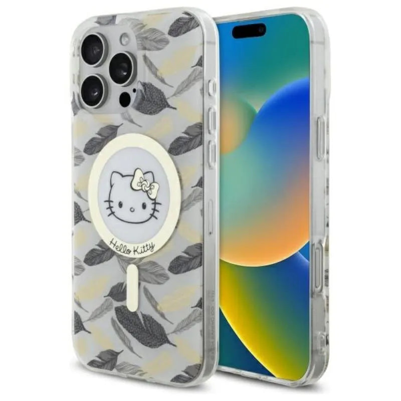 Hello Kitty IML Golden Leaves MagSafe - dėklas iPhone 16 Pro Max (baltas)