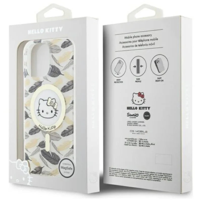 Hello Kitty IML Golden Leaves MagSafe - dėklas iPhone 16 Pro Max (baltas)