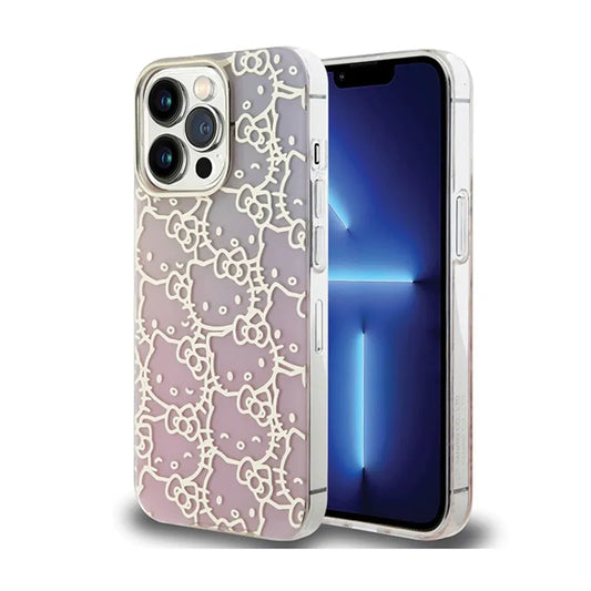 „Hello Kitty“ IML Gradient Electrop Crowded Kitty Head – dėklas, skirtas „iPhone 15 Pro Max“ (rožinis)
