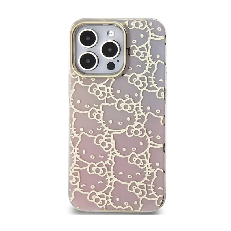 „Hello Kitty“ IML Gradient Electrop Crowded Kitty Head – dėklas, skirtas „iPhone 15 Pro Max“ (rožinis)
