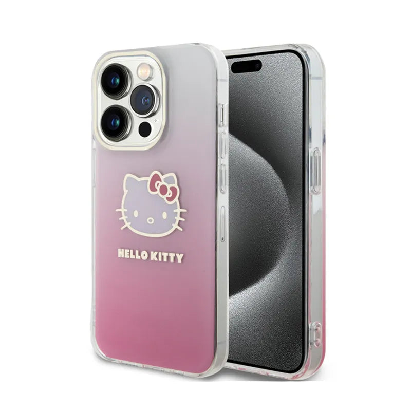 Hello Kitty IML Gradient Electrop Kitty Head – dėklas iPhone 15 Pro (rožinis)