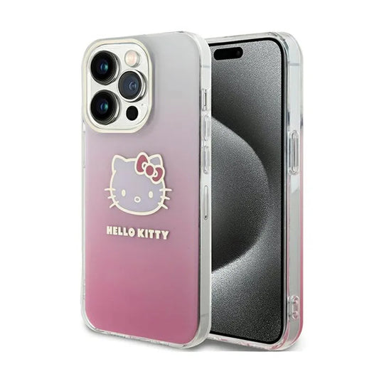 „Hello Kitty“ IML gradiento elektra dengtas „Kitty Head“ dėklas – „iPhone 15 Pro Max“ dėklas (rožinis)