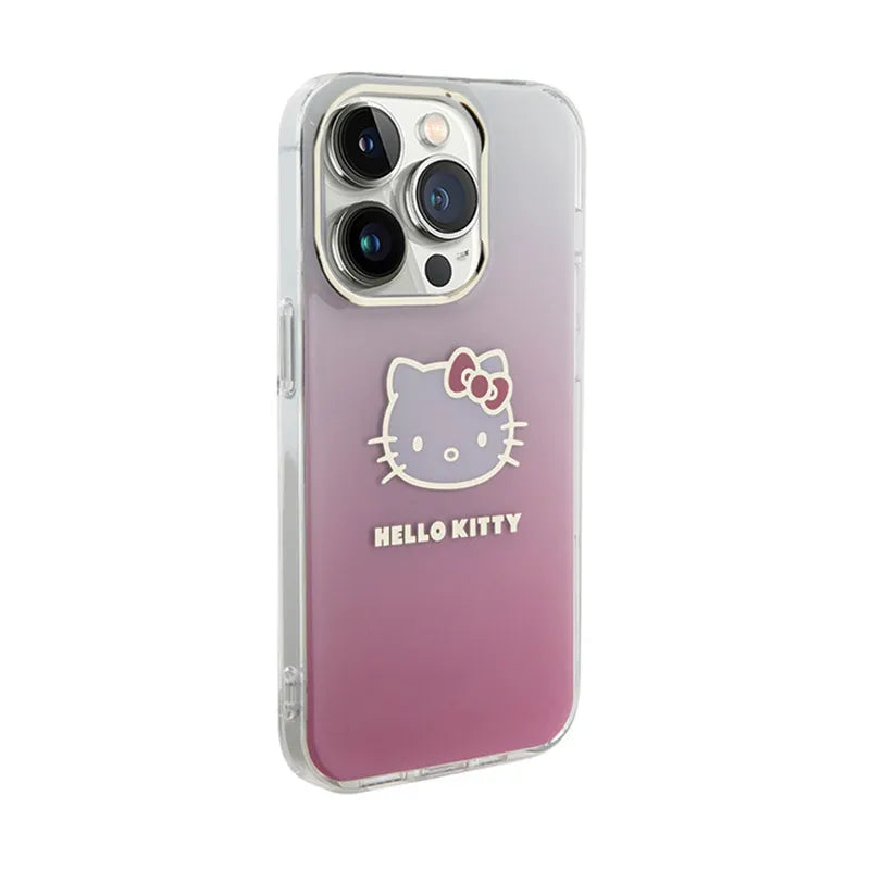 „Hello Kitty“ IML gradiento elektra dengtas „Kitty Head“ dėklas – „iPhone 15 Pro Max“ dėklas (rožinis)