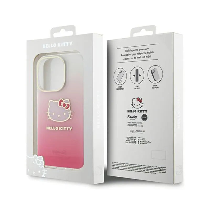 „Hello Kitty“ IML gradiento elektra dengtas „Kitty Head“ dėklas – „iPhone 15 Pro Max“ dėklas (rožinis)