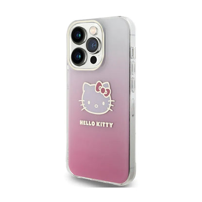 „Hello Kitty“ IML gradiento elektra dengtas „Kitty Head“ dėklas – „iPhone 15 Pro Max“ dėklas (rožinis)
